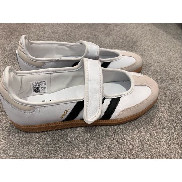 Adidas Women's White Black Gum Samba Jane Leather Sneaker Shoes Size 9 NWOT - Picture 5 of 9